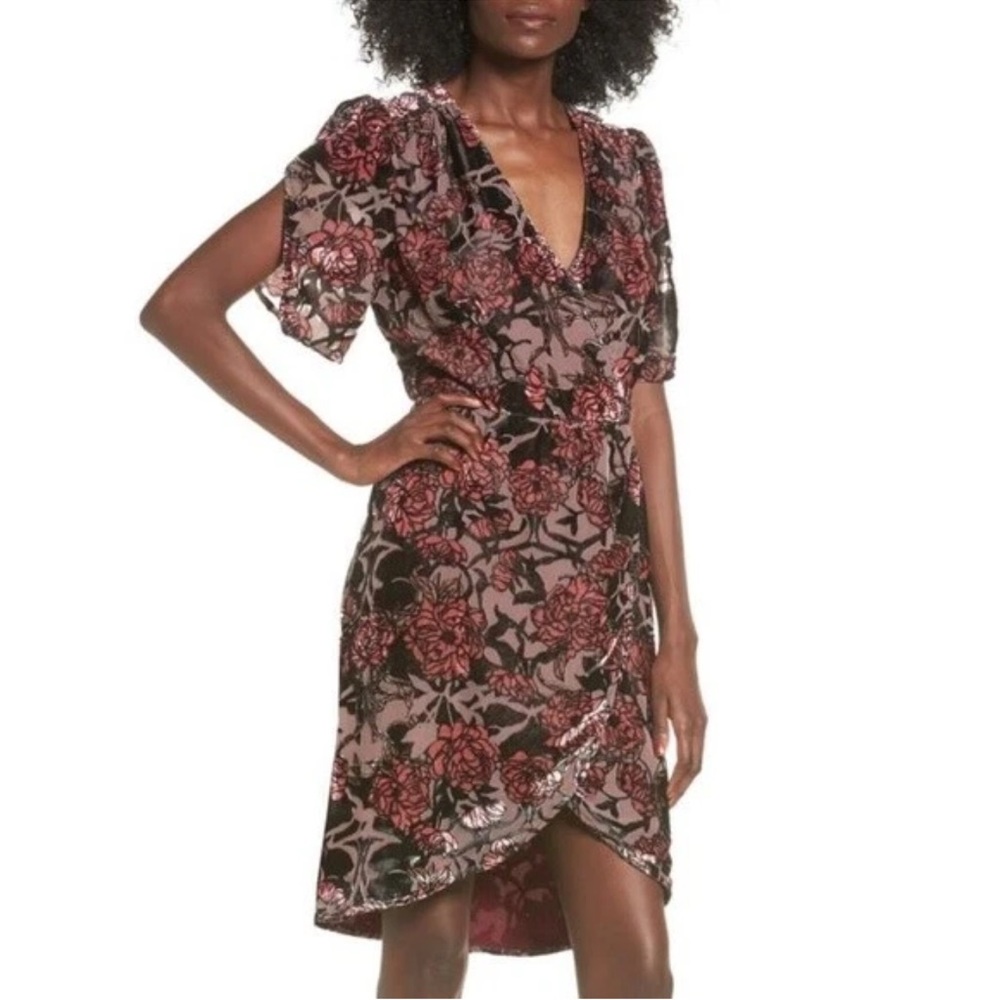 Leith Floral Burnout Velvet A-Line Dress Size XS New